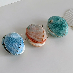 Three natural abalone shell decorative boxes with shimmering textures and metal clasps