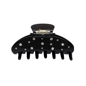 Minimalist large black hair claw clip with rhinestones and teardrop design for women