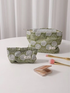 Cosmetic Bag Cotton Linen Canvas Flower Embroidery Retro Fresh Style Makeup Organizer Pouch For Women Travel Daily