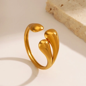 Teardrop Open Ring Stainless Steel Adjustable Minimalist Fashion Jewelry For Women