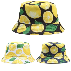 Unisex Summer Acrylic Bucket Hat With Lemon Embroidery Pattern Sun Protection Breathable Fisherman Hat For Outdoor Beach Travel