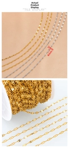 Detail view of 2mm and 4mm gold and silver stainless steel figure-8 chain links