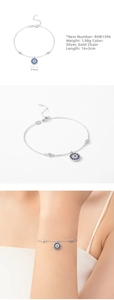 Dettagli e vista indossata del bracciale occhio di Allah in argento S925 con zirconi