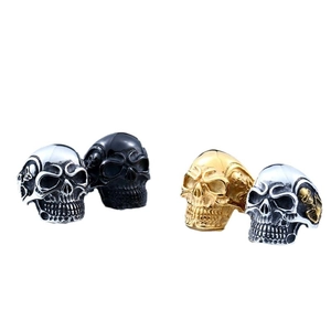 Punk skull rings for men in silver black and gold finishes made of durable stainless steel