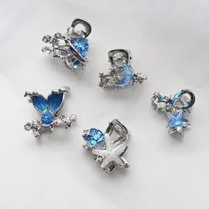 Mini Fermagli Per Capelli In Lega Di Zinco Smalto Strass Tema Oceano Stellato Stella Marina Coda Di Sirena Luna Pianeta Dolce Donna