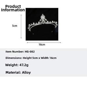 Baroque bridal crown dimensions showing 5cm height and 16cm width with rhinestones