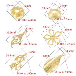 Vintage gold pearl floral coral pendants collection with detailed size measurements