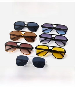 Detail view of aviator sunglasses collection in seven colors with waterproof frames