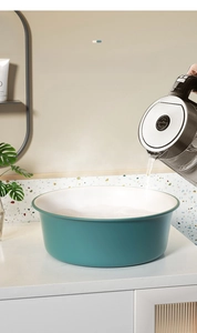 Heat-resistant turquoise washbasin withstands -20°C to 120°C without deformation