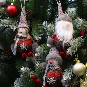 Ensemble de poupées de Noël en peluche avec Père Noël et bonhomme de neige déco