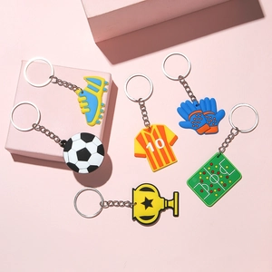 World Cup Soccer Football Keychain PVC Soft Glue Soccer Shoe Trophy Jersey Glove Field Shape Sports Party Favors Bag Pendant Gift