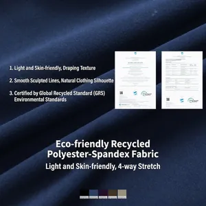 Sustainable navy tennis dress in recycled fabric with GRS certification and 4D stretch