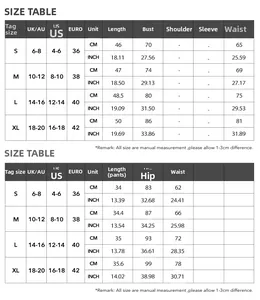 Size chart showing UK, US, and EURO measurements for yoga halter top and shorts set