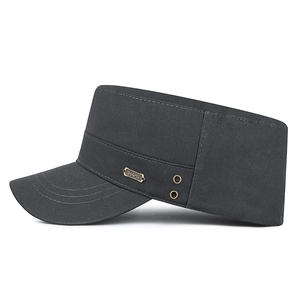 Casquette militaire plate grise pour hommes avec badge Sports et œillets d'aération