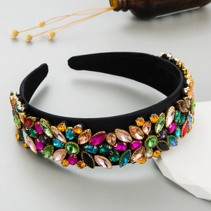 Serre-tête de luxe orné de strass colorés et cristaux émeraude pour fêtes et cérémonies