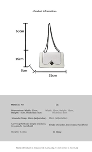 Crocodile pattern white handbag with size measurements 25x15x8 cm and chain strap detail