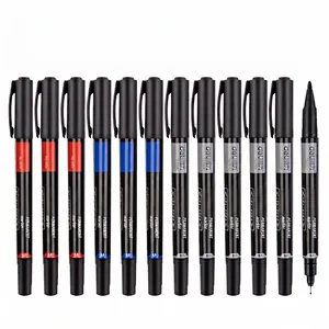 12-pack of double-headed permanent markers in black, blue, and red colors with fine tips