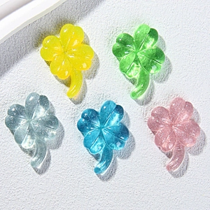 Colorful resin clover charms with glitter sequins for DIY jewelry making and crafts