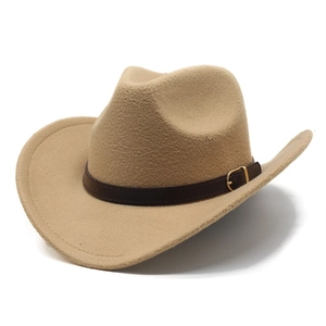 Western Cowboyhut Wollfilz Breiter Krempe Jazz Fedora Mit Ledergürtelschnalle Outdoor Retro Stil Für Damen Herren