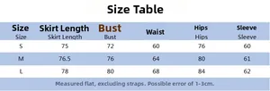 Detailed size chart table for long sleeve off-shoulder slim ruched mini dress