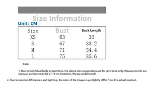 Size guide table for ink camo sports tank top with chest and length dimensions in cm