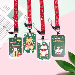 Niedliche Weihnachts-Kartenhalter mit Schlüsselbändern, Rentier- und Weihnachtsmann-Motiv