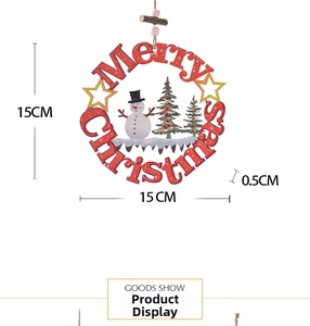 Detail of 15cm wooden Christmas hanging sign with snowman and tree hollow design