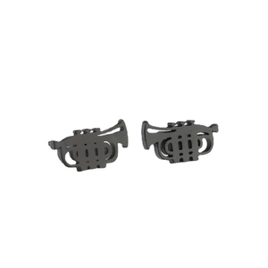 Minimalist black horn trumpet stud earrings with vintage french geometric design