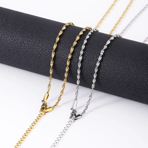 Singapore Twisted Rope Necklace Chain Stainless Steel Vacuum Plated Minimalist Clavicle Accessory For Men Women Fashion