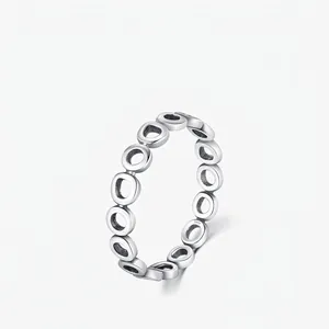 Minimalist 925 Sterling Silver Irregular Circle Ring For Women Hollow Geometric Finger Ring Fashion Jewelry Gift