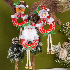 Three-piece Christmas tree hanging set with reindeer, snowman, and Santa bell charms