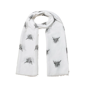 Women Winter Scarf Highland Cow Print Polyester Shawl With Tassel Fringe Fashion Wrap