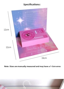 3D pop-up greeting card featuring dreamy pink starry sky design, dimensions 16x12cm