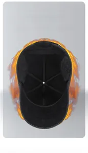 Detail of winter men's hat featuring thick fleece lining and heat retention technology