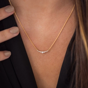 Smile Arc Pendant Necklace Copper Cubic Zirconia Minimalist Luxury Fashion Jewelry For Women Daily Wear