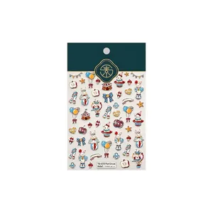 Embossed circus rabbit nail art stickers with tents and balloons style TS-4253
