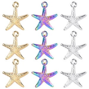 Starfish Pendant Stainless Steel Iridescent Gold Silver Ocean Beach Theme Charms DIY Jewelry Accessories Fashion