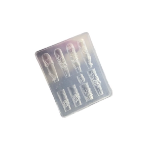 Transparent silicone nail art mold with swan and floral patterns for DIY manicures