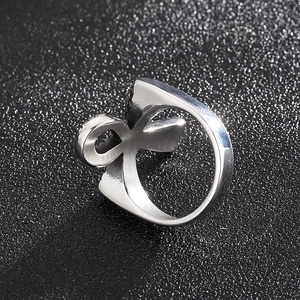 Punk style vintage silver cross ring with an asymmetric geometric wrap design