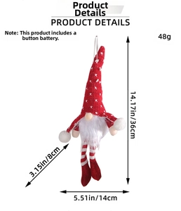 Tableau des tailles du gnome de Noël avec dimensions 36x14cm et poids de 48g