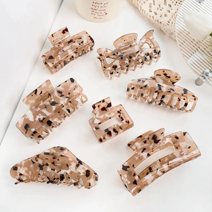 Hair Claw Clip Tortoiseshell Leopard Print Acetate Hollow Shark Clip Elegant Hair Accessory For Women Minimalist Styling