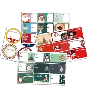 8 sheets of Christmas stickers with Santa and reindeer motifs for DIY gift wrapping