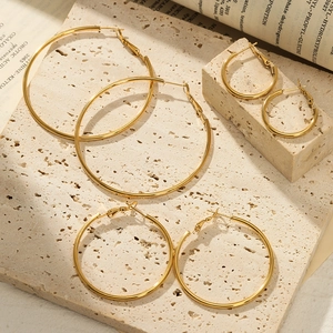Minimalist Stainless Steel Hoop Earrings For Women Fashion Geometric Round Circle Earrings Gold Silver Rose Gold Plated Jewelry Gift