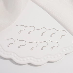Set of 10 S925 sterling silver ear hooks for DIY earring making on white lace plate