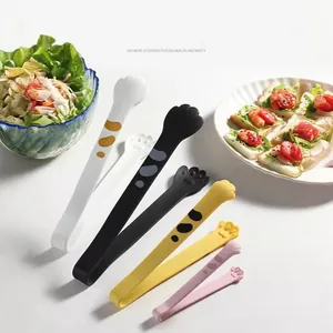 Cat paw silicone food tongs set for grilling and salad in assorted sizes and colors