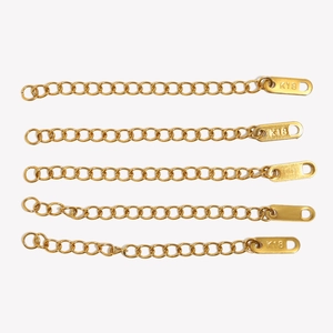 18K gold plated stainless steel lobster clasp and extender chain set with K18 tags