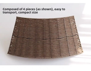 Detail of detachable 4-piece dark brown woven Christmas tree base fence for easy shipping