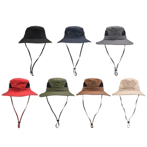 Polyester Outdoor Bucket Hat With Breathable Mesh Sun Protection Windproof String For Hiking Men And Women