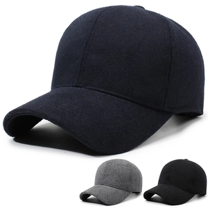 Men Winter Baseball Cap Woolen Warm Thickened Plain Outdoor Adjustable Casual Sports Hat