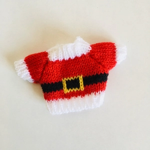 Mini roter und weißer Strickpullover im Weihnachtsmann-Stil für 17cm Plüschpuppen